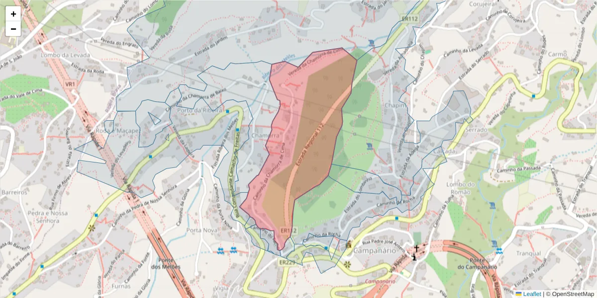 Mapa detalhado do código postal 9350-059 com limites, códigos postais vizinhos e agências dos correios