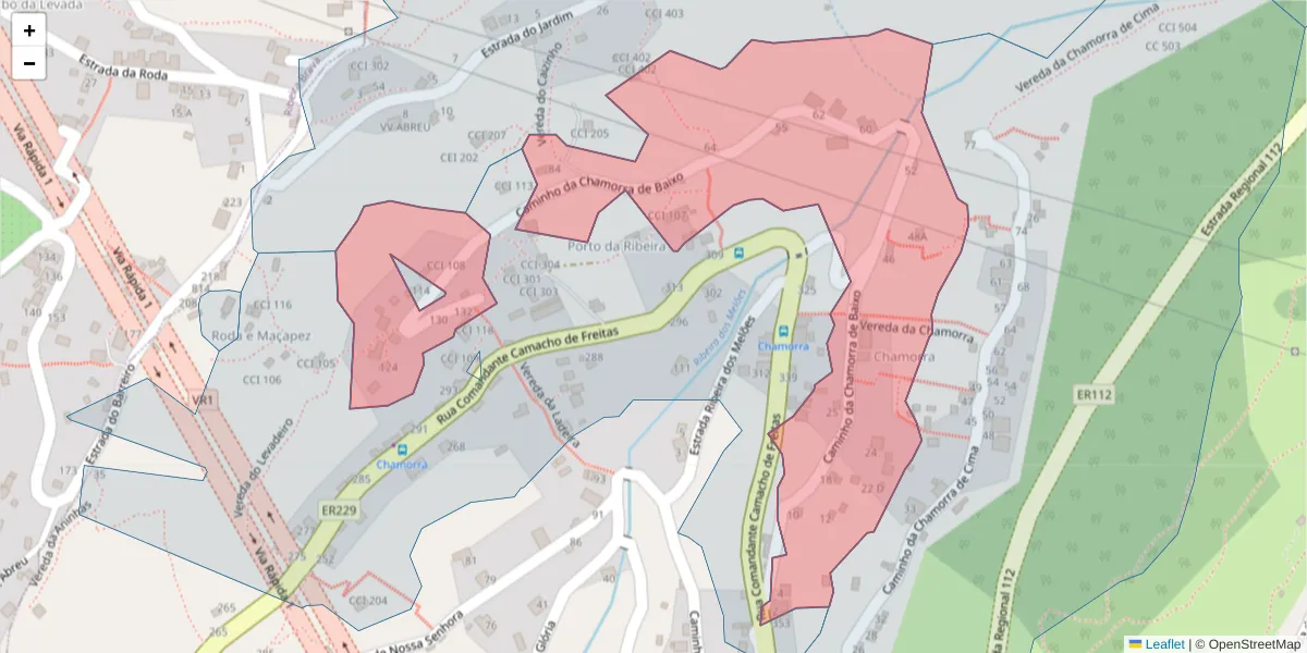 Mapa detalhado do código postal 9350-061 com limites, códigos postais vizinhos e agências dos correios
