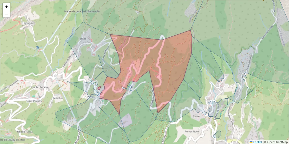 Mapa detalhado do código postal 9350-063 com limites, códigos postais vizinhos e agências dos correios