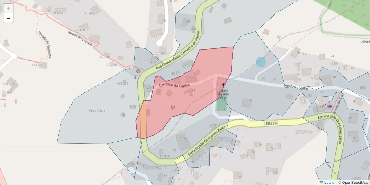 Mapa detalhado do código postal 9350-084 com limites, códigos postais vizinhos e agências dos correios