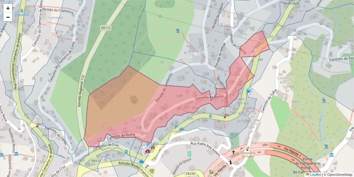 Mapa detalhado do código postal 9350-091 com limites, códigos postais vizinhos e agências dos correios