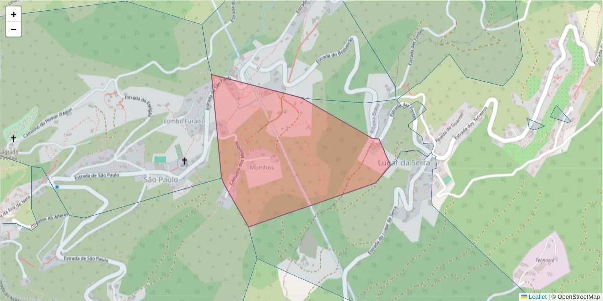 Mapa detalhado do código postal 9350-097 com limites, códigos postais vizinhos e agências dos correios