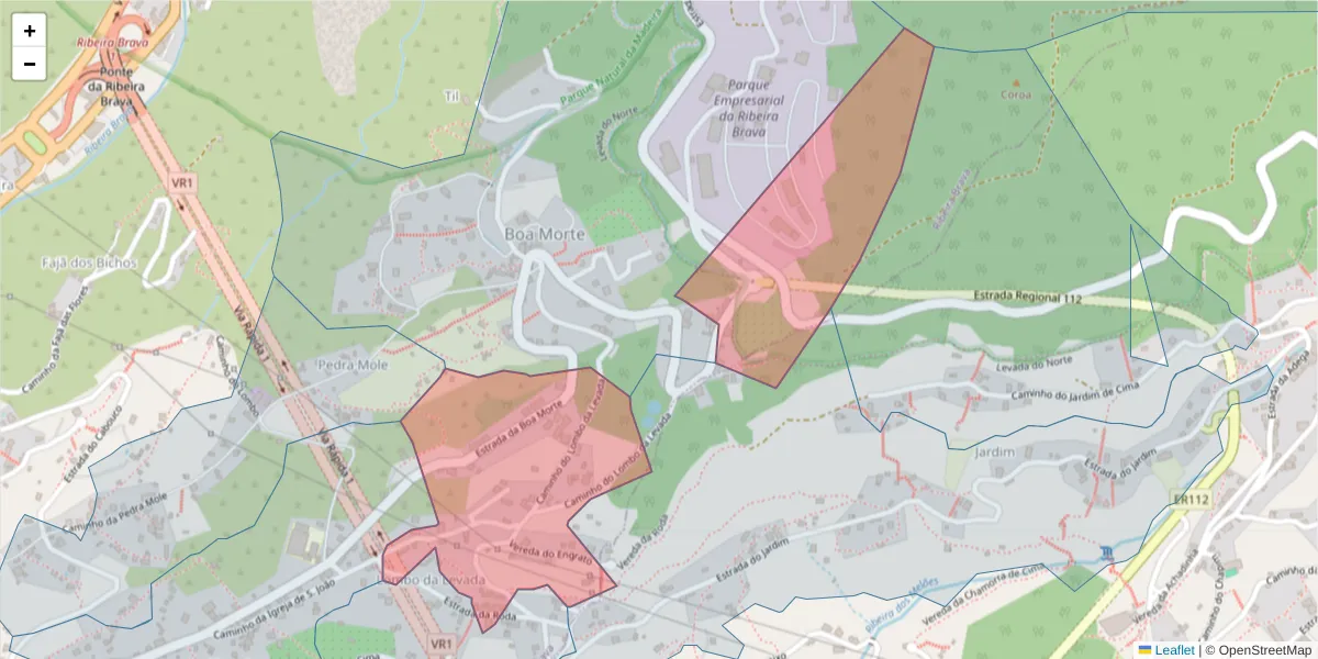 Mapa detalhado do código postal 9350-128 com limites, códigos postais vizinhos e agências dos correios
