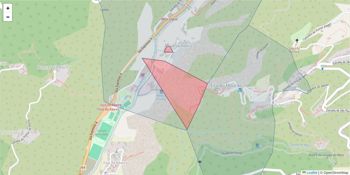 Mapa detalhado do código postal 9350-149 com limites, códigos postais vizinhos e agências dos correios