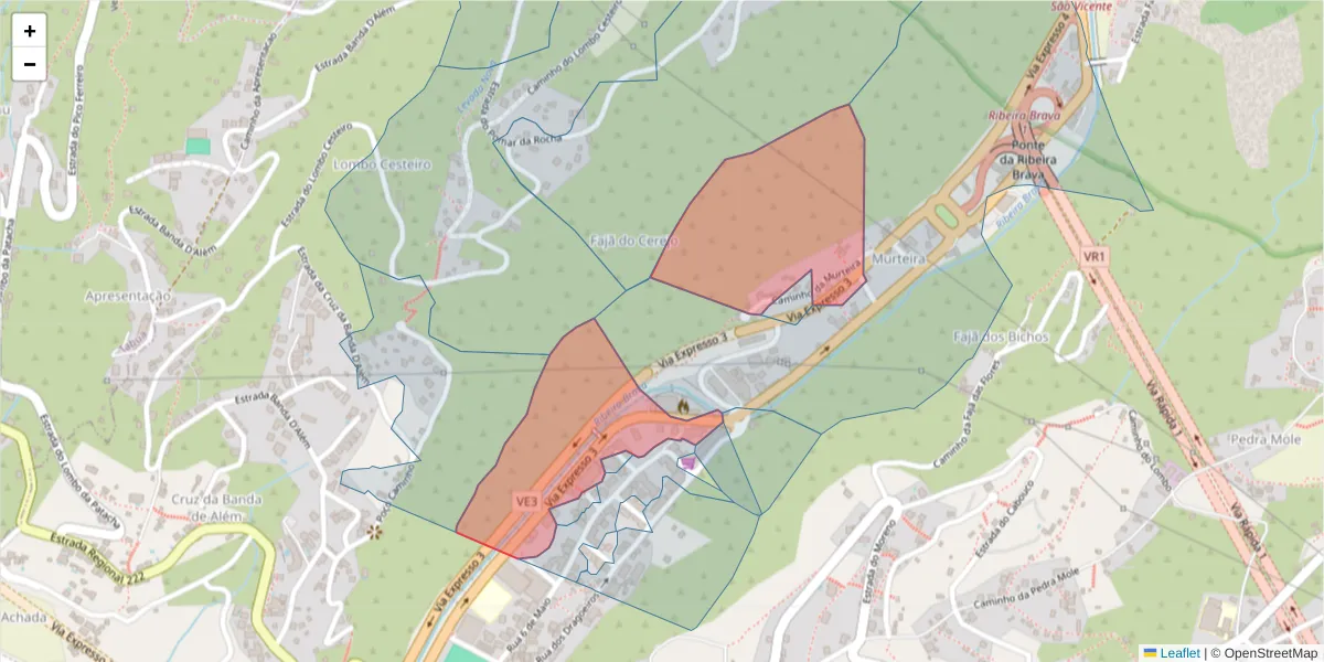 Mapa detalhado do código postal 9350-203 com limites, códigos postais vizinhos e agências dos correios