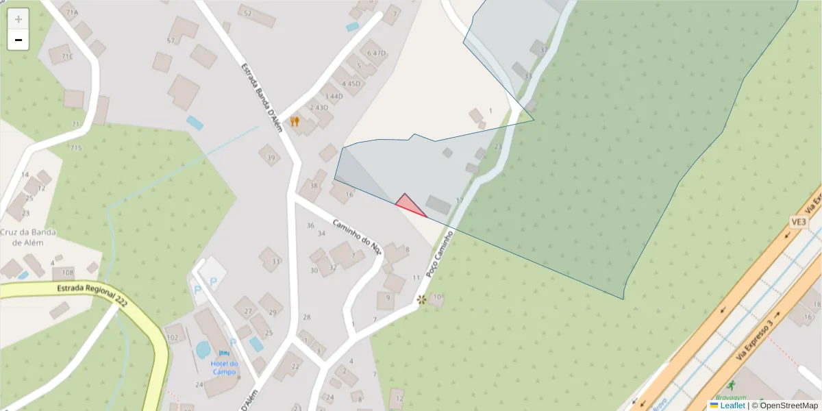 Mapa detalhado do código postal 9350-236 com limites, códigos postais vizinhos e agências dos correios