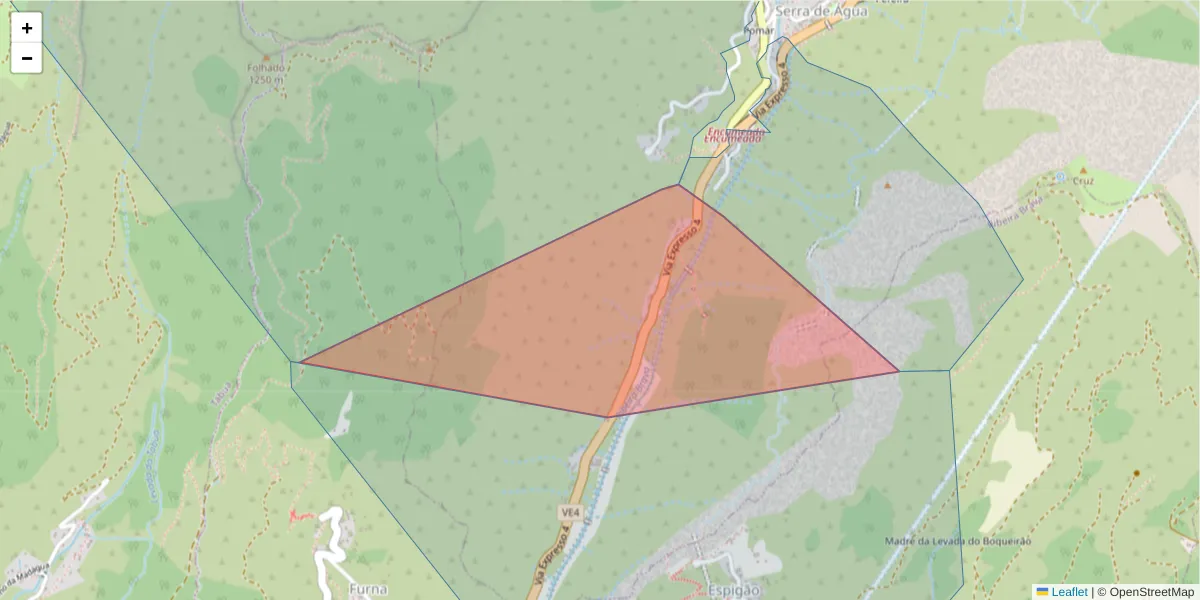 Mapa detalhado do código postal 9350-309 com limites, códigos postais vizinhos e agências dos correios