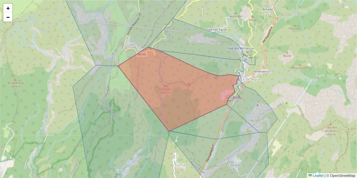 Mapa detalhado do código postal 9350-337 com limites, códigos postais vizinhos e agências dos correios