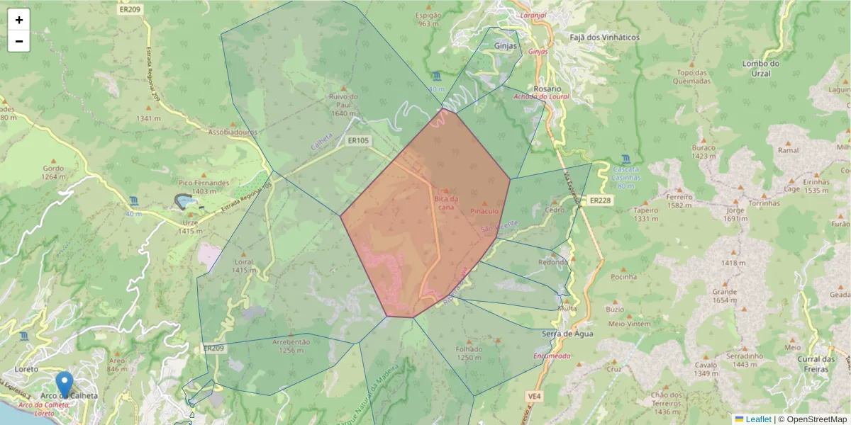 Mapa detalhado do código postal 9360-000 com limites, códigos postais vizinhos e agências dos correios