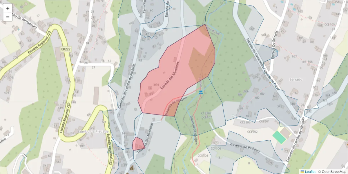 Mapa detalhado do código postal 9360-303 com limites, códigos postais vizinhos e agências dos correios