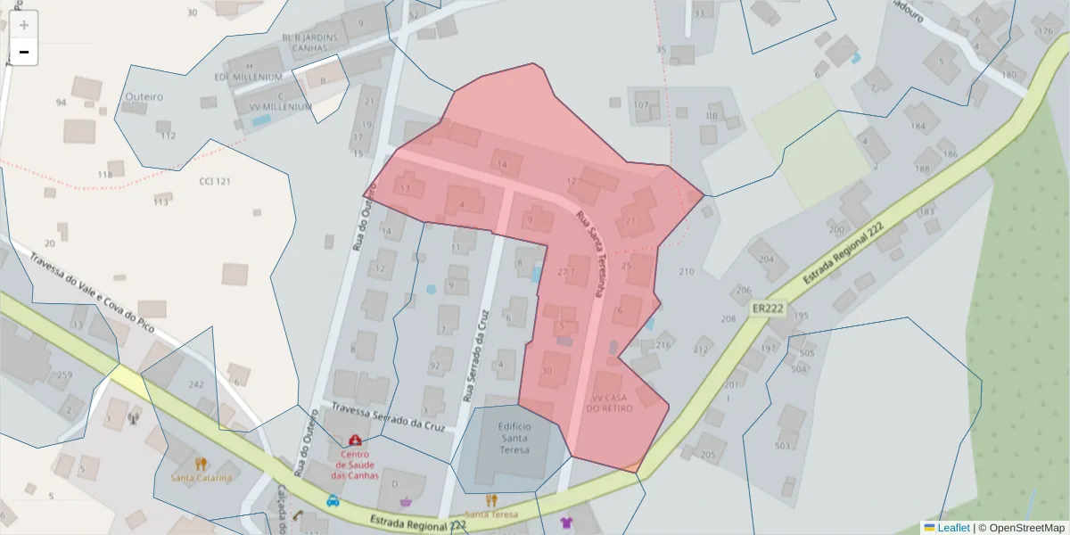 Mapa detalhado do código postal 9360-310 com limites, códigos postais vizinhos e agências dos correios