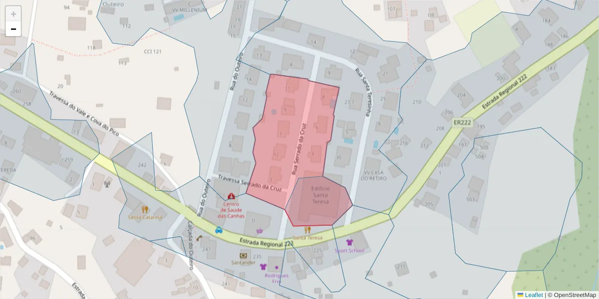 Mapa detalhado do código postal 9360-311 com limites, códigos postais vizinhos e agências dos correios