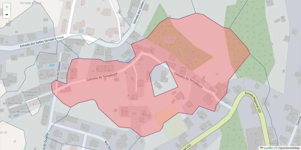 Mapa detalhado do código postal 9360-313 com limites, códigos postais vizinhos e agências dos correios
