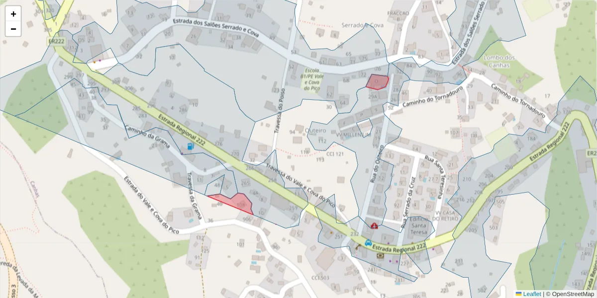 Mapa detalhado do código postal 9360-315 com limites, códigos postais vizinhos e agências dos correios