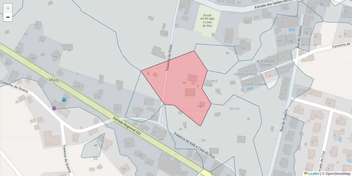 Mapa detalhado do código postal 9360-319 com limites, códigos postais vizinhos e agências dos correios