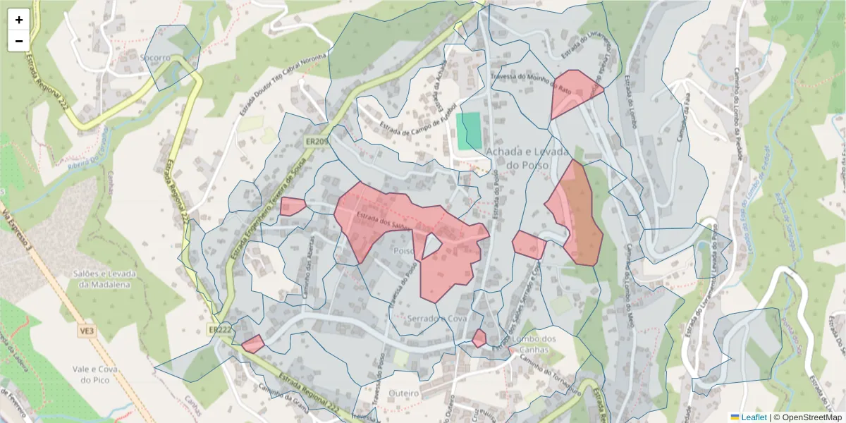 Mapa detalhado do código postal 9360-324 com limites, códigos postais vizinhos e agências dos correios
