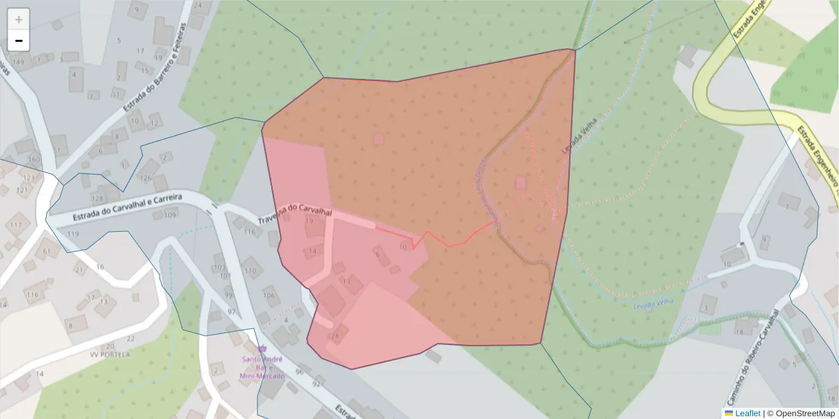 Mapa detalhado do código postal 9360-336 com limites, códigos postais vizinhos e agências dos correios