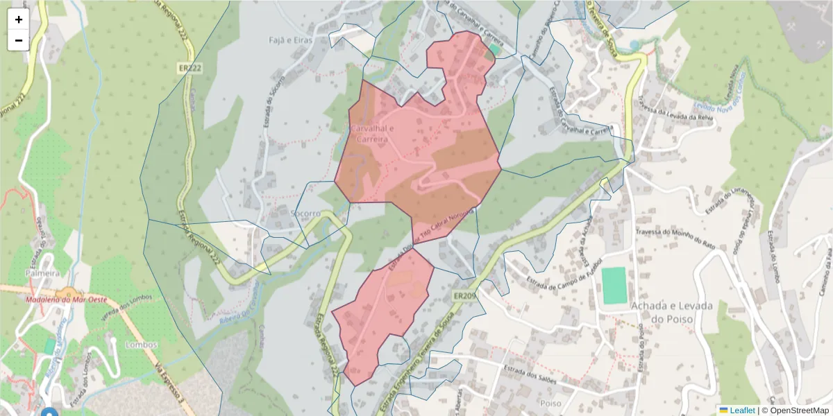 Mapa detalhado do código postal 9360-342 com limites, códigos postais vizinhos e agências dos correios