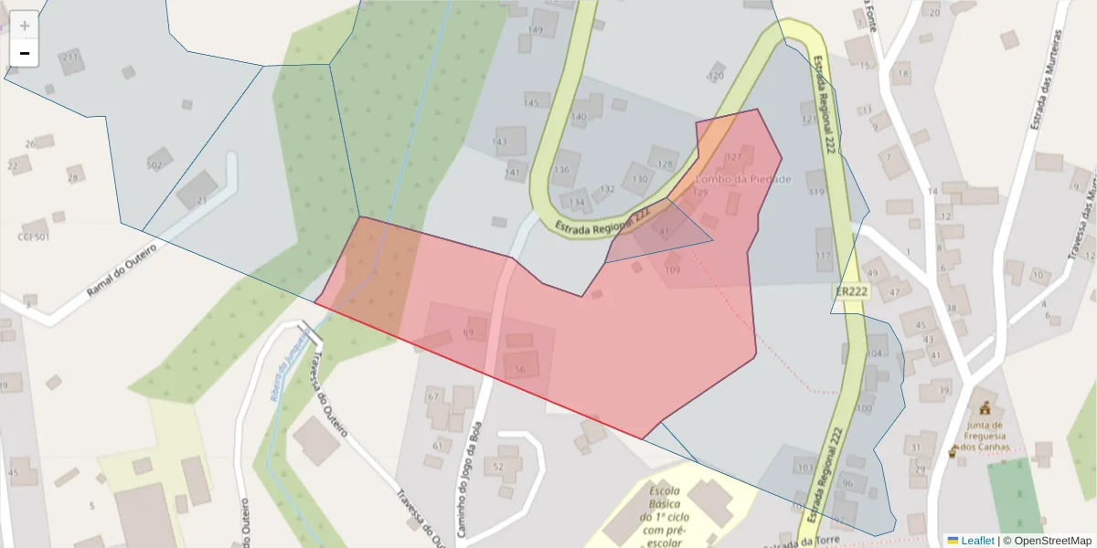 Mapa detalhado do código postal 9360-348 com limites, códigos postais vizinhos e agências dos correios