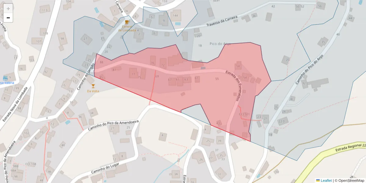Mapa detalhado do código postal 9360-513 com limites, códigos postais vizinhos e agências dos correios