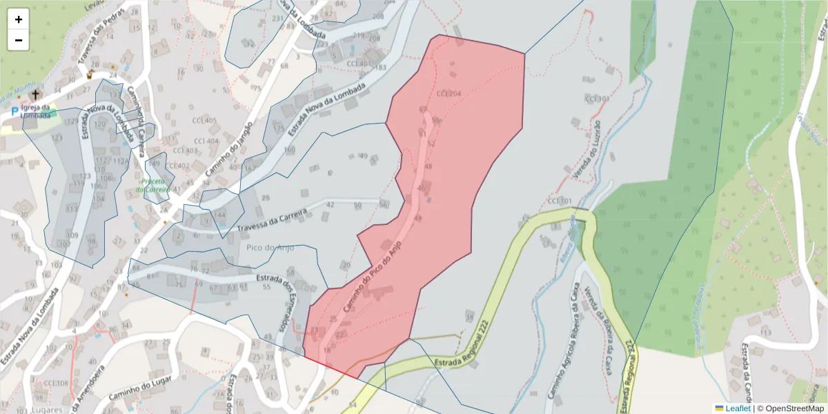 Mapa detalhado do código postal 9360-515 com limites, códigos postais vizinhos e agências dos correios