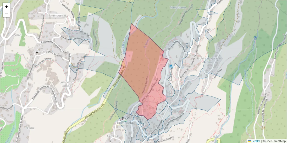 Mapa detalhado do código postal 9360-520 com limites, códigos postais vizinhos e agências dos correios