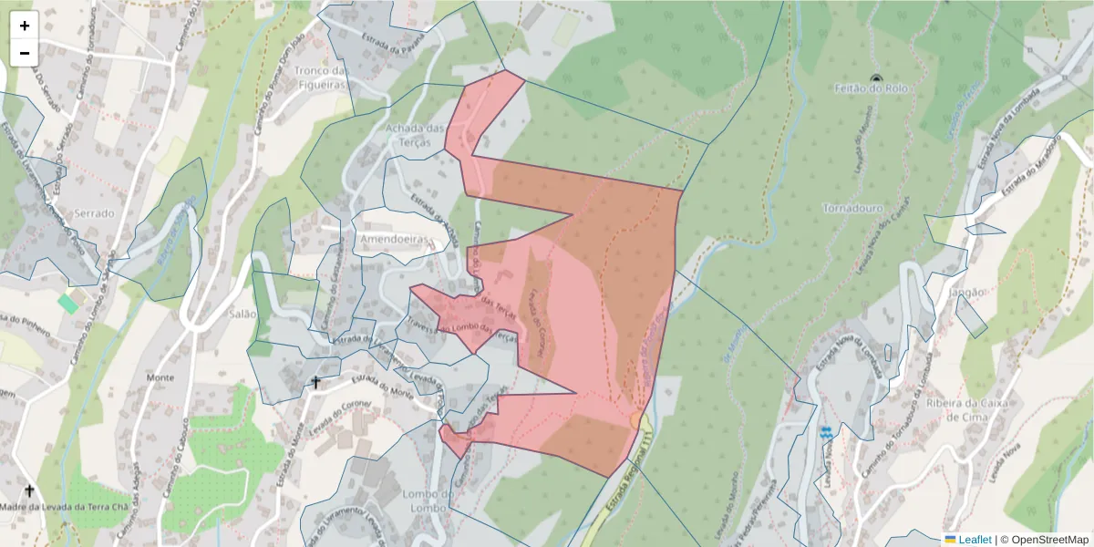Mapa detalhado do código postal 9360-539 com limites, códigos postais vizinhos e agências dos correios