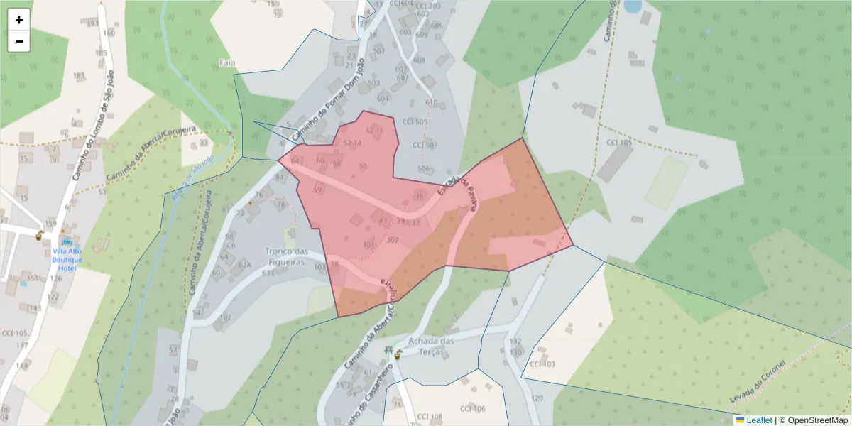 Mapa detalhado do código postal 9360-543 com limites, códigos postais vizinhos e agências dos correios