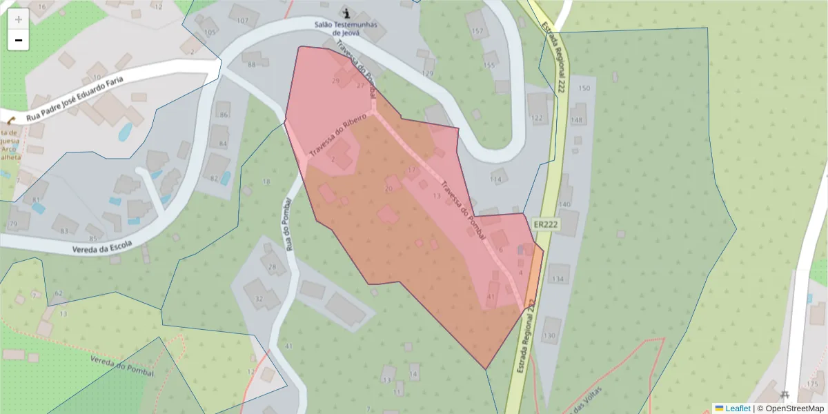 Mapa detalhado do código postal 9370-049 com limites, códigos postais vizinhos e agências dos correios