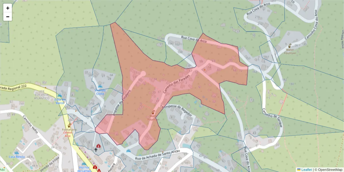 Mapa detalhado do código postal 9370-063 com limites, códigos postais vizinhos e agências dos correios