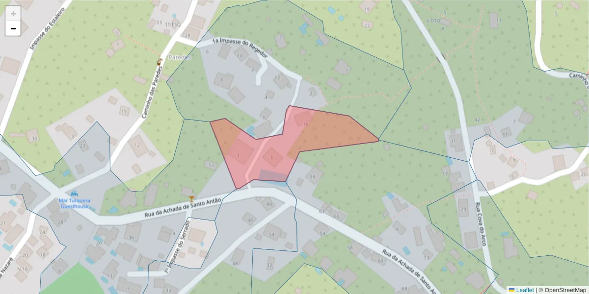 Mapa detalhado do código postal 9370-065 com limites, códigos postais vizinhos e agências dos correios