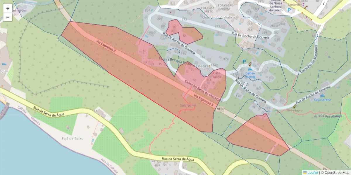 Mapa detalhado do código postal 9370-076 com limites, códigos postais vizinhos e agências dos correios