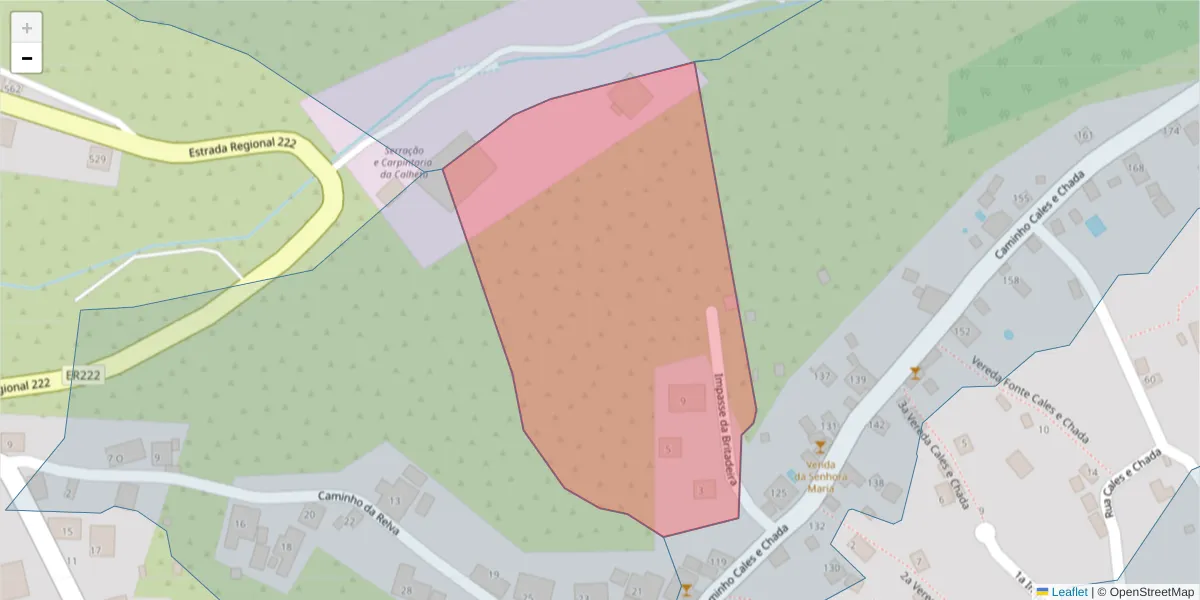 Mapa detalhado do código postal 9370-093 com limites, códigos postais vizinhos e agências dos correios