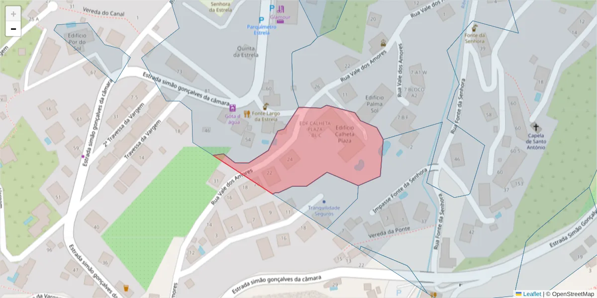Mapa detalhado do código postal 9370-141 com limites, códigos postais vizinhos e agências dos correios