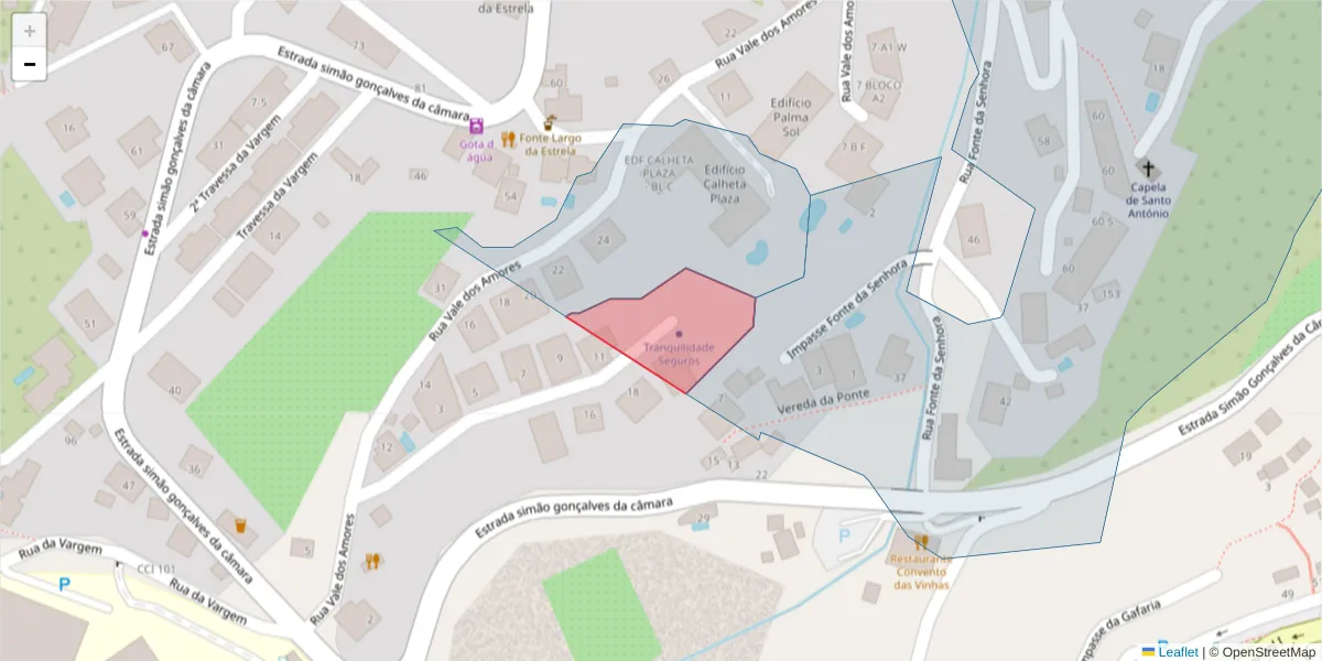 Mapa detalhado do código postal 9370-142 com limites, códigos postais vizinhos e agências dos correios