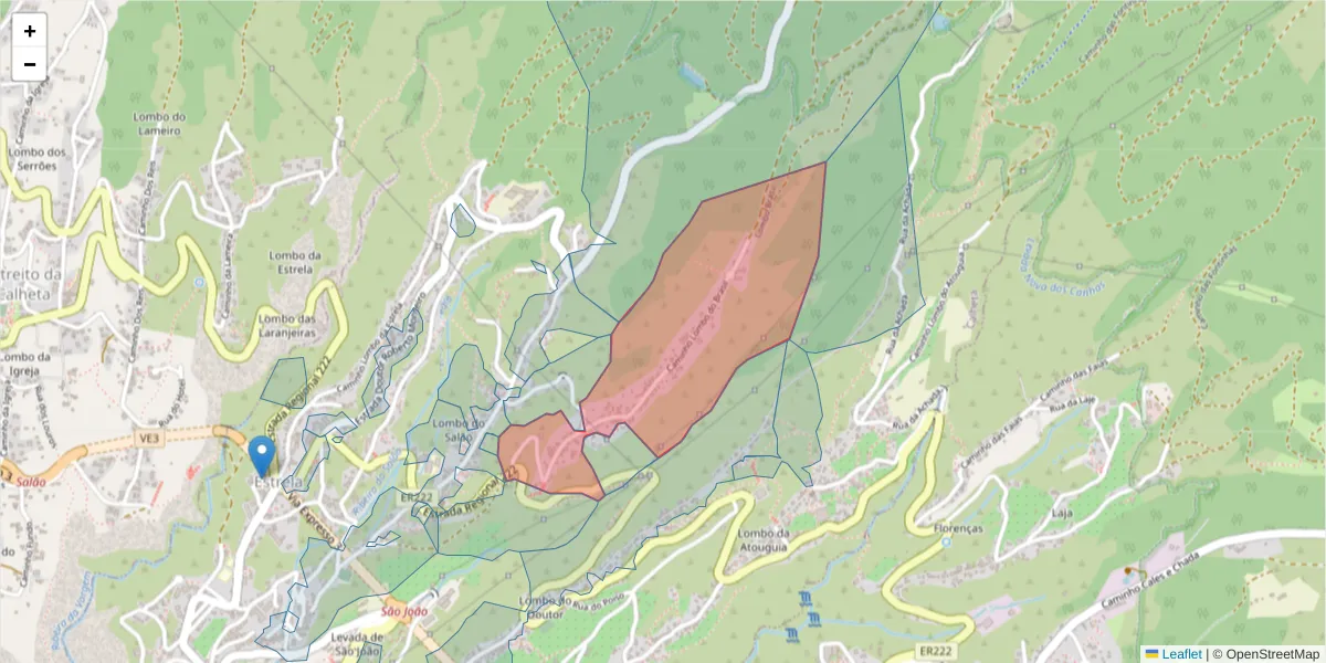 Mapa detalhado do código postal 9370-159 com limites, códigos postais vizinhos e agências dos correios