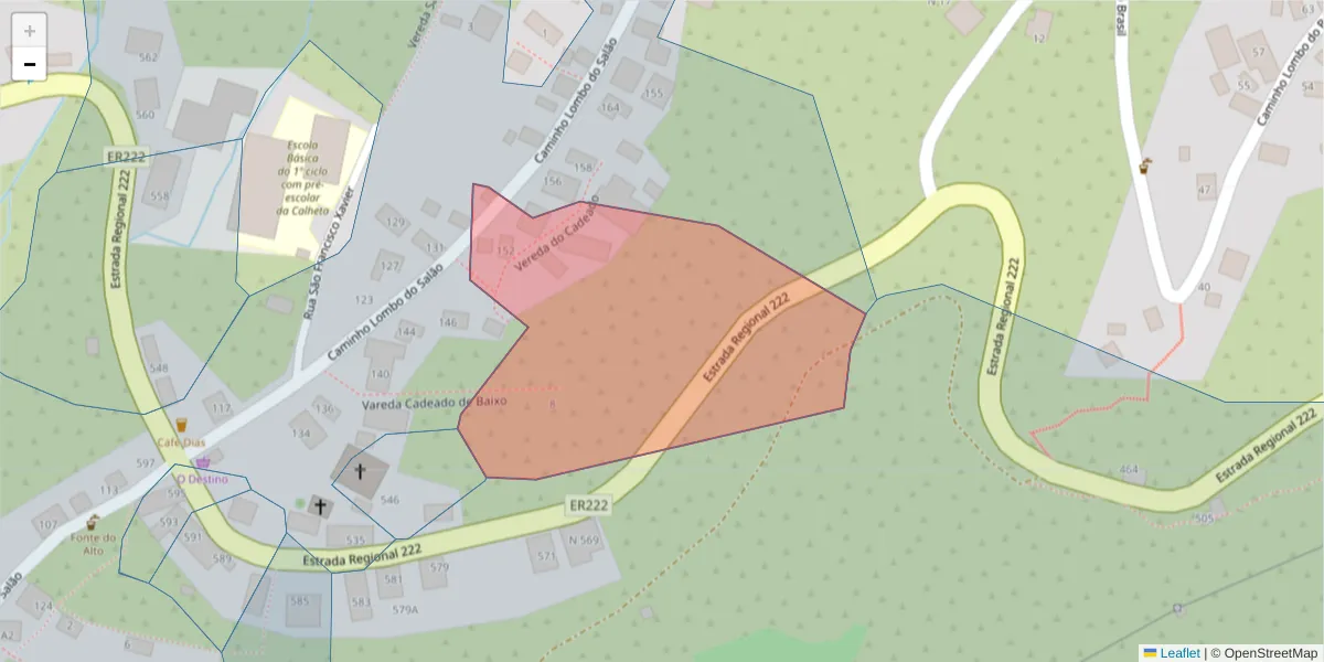 Mapa detalhado do código postal 9370-167 com limites, códigos postais vizinhos e agências dos correios