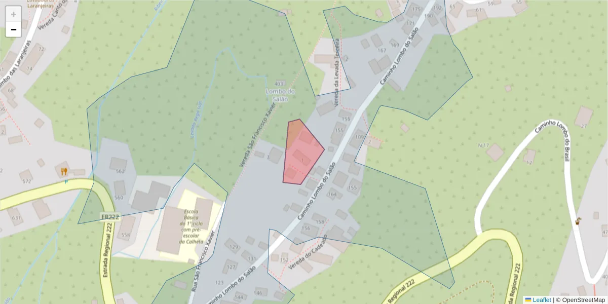 Mapa detalhado do código postal 9370-168 com limites, códigos postais vizinhos e agências dos correios