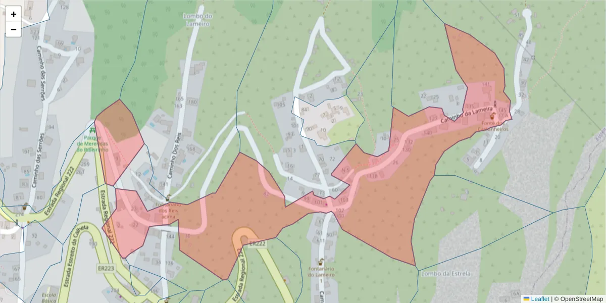 Mapa detalhado do código postal 9370-230 com limites, códigos postais vizinhos e agências dos correios