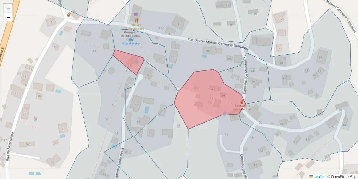 Mapa detalhado do código postal 9370-252 com limites, códigos postais vizinhos e agências dos correios