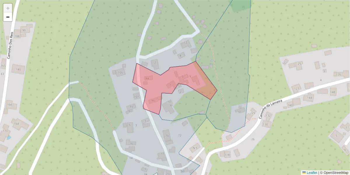 Mapa detalhado do código postal 9370-264 com limites, códigos postais vizinhos e agências dos correios