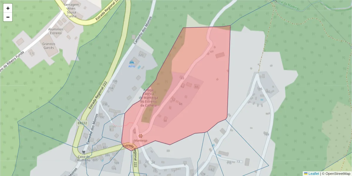 Mapa detalhado do código postal 9370-277 com limites, códigos postais vizinhos e agências dos correios