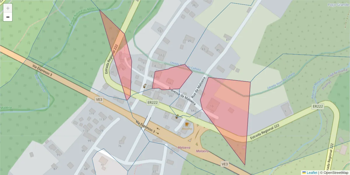 Mapa detalhado do código postal 9370-316 com limites, códigos postais vizinhos e agências dos correios