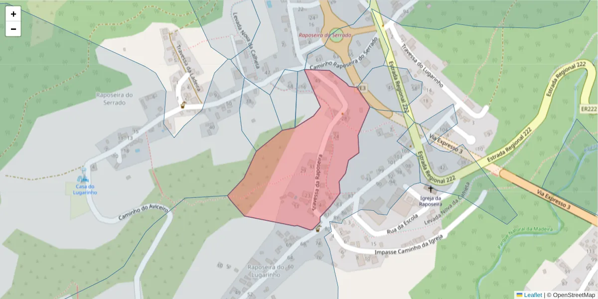 Mapa detalhado do código postal 9370-341 com limites, códigos postais vizinhos e agências dos correios