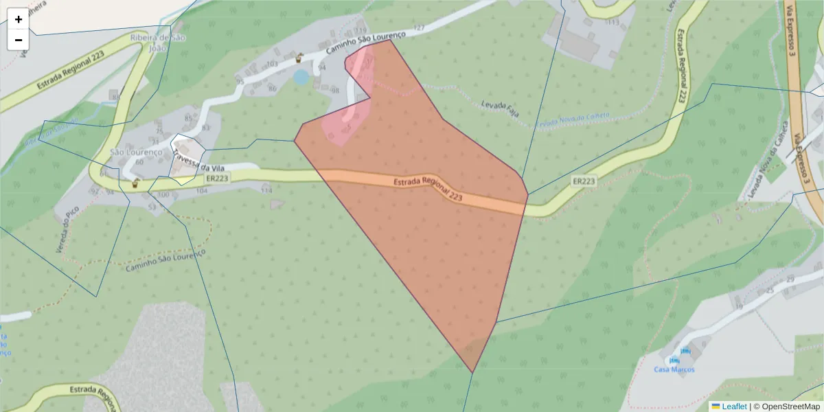 Mapa detalhado do código postal 9370-364 com limites, códigos postais vizinhos e agências dos correios
