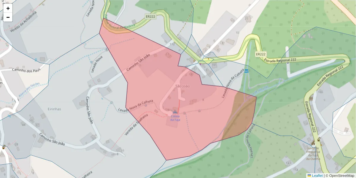 Mapa detalhado do código postal 9370-368 com limites, códigos postais vizinhos e agências dos correios