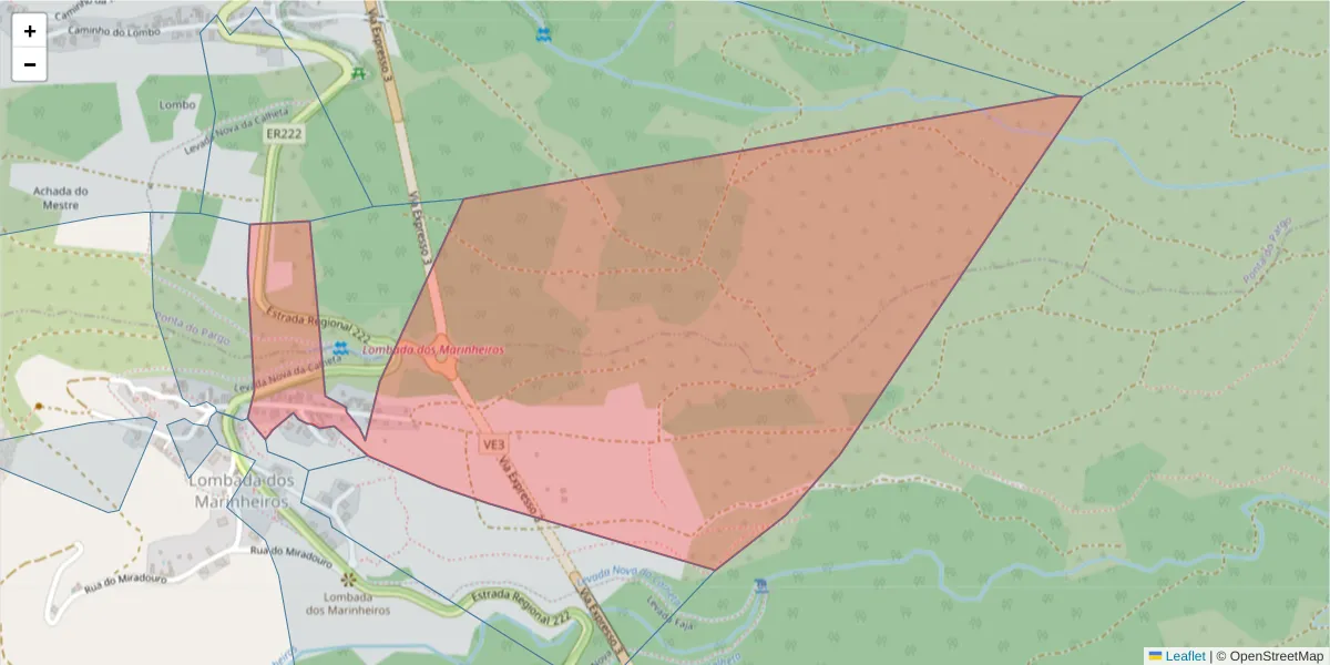 Mapa detalhado do código postal 9370-380 com limites, códigos postais vizinhos e agências dos correios