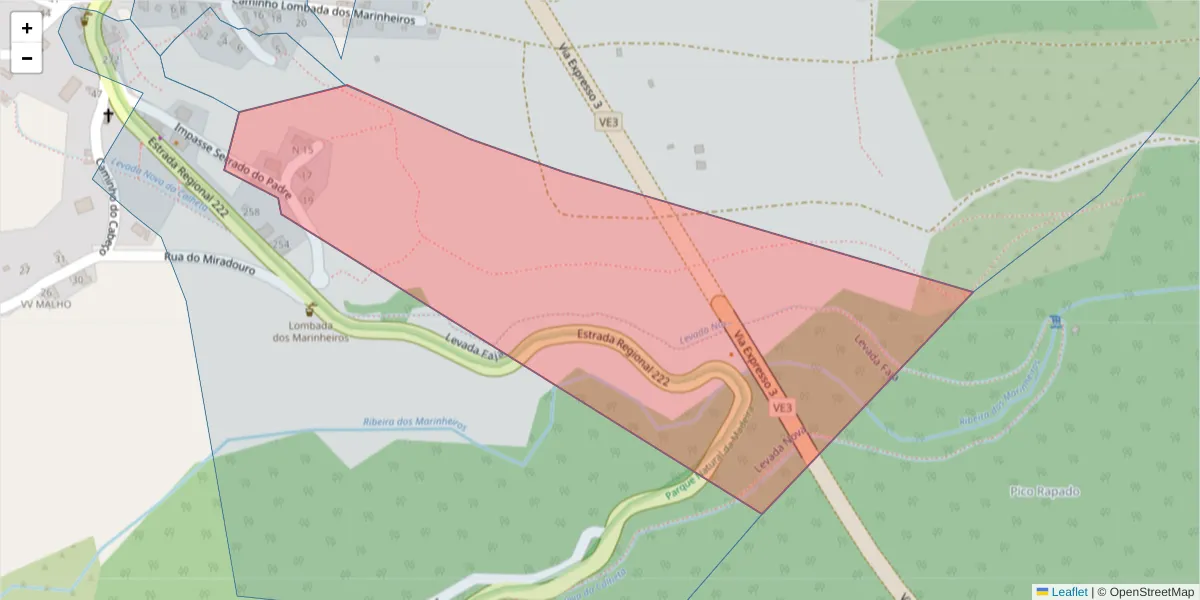 Mapa detalhado do código postal 9370-387 com limites, códigos postais vizinhos e agências dos correios