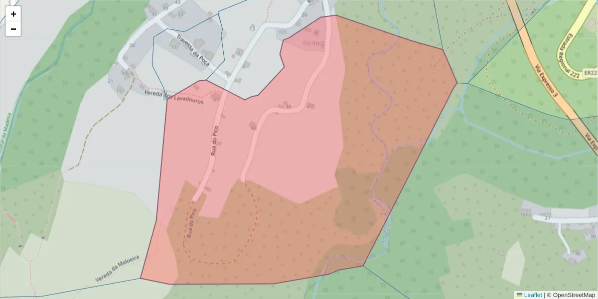 Mapa detalhado do código postal 9370-393 com limites, códigos postais vizinhos e agências dos correios