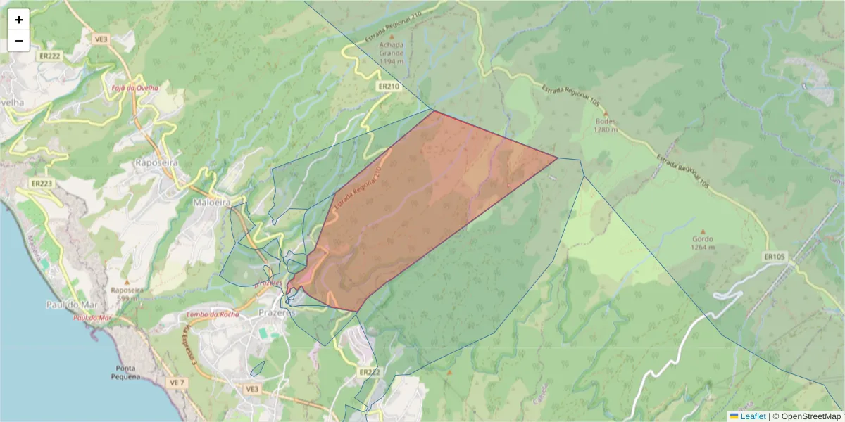 Mapa detalhado do código postal 9370-620 com limites, códigos postais vizinhos e agências dos correios